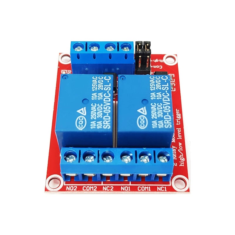 DIYables وحدة ريليه 2 قناة 5 فولت لأردوينو، ESP32، ESP8266، Raspberry Pi – عزل بصري، تفعيل عالي/منخفض – 2 قطع - Image 3